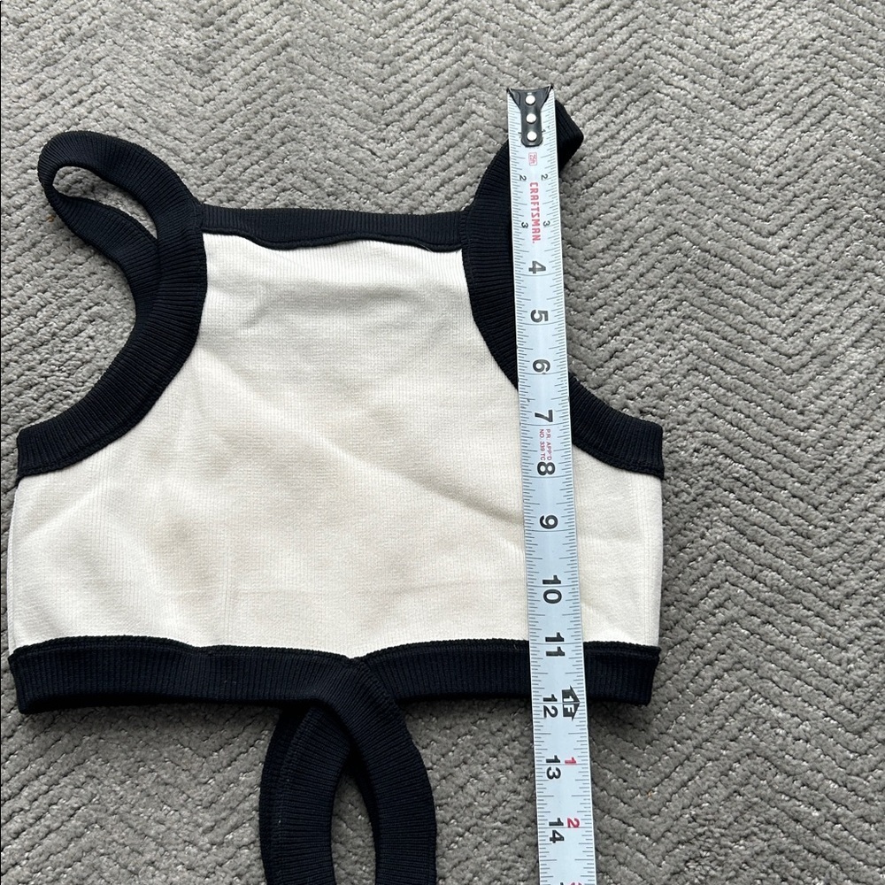 Bershka Cream and Black Knit Top Strappy Cut-Out Top Contrast Straps Sz M - Picture 7 of 7
